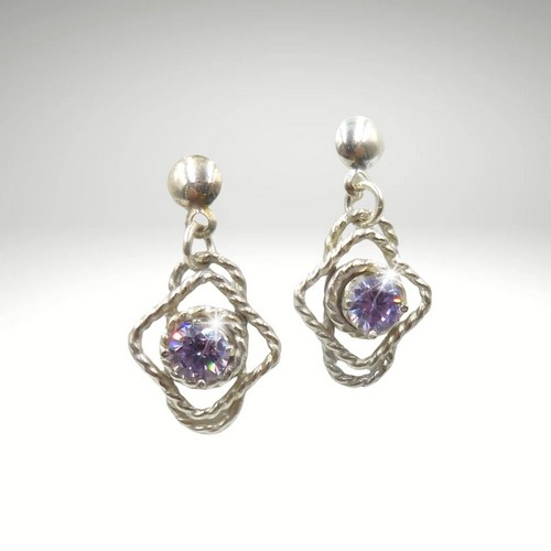 Click to view detail for DKC-2080 Earrings,  Lavendar CZ and Sterling Silver $80